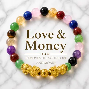 The Pixiu of Fortune and Success Multi Gemstone Bracelet
