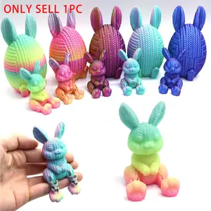 3D Printed Rabbit Design Ornament, 1 Count Random Color Cute Collectible Figurines Crochet Rabbit Decoration, Creative Desktop Decoration for Home Office
