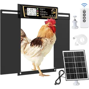 Large Automatic Chicken Coop Door Solar , Charge with 7W Solar Panel Auto Chicken Door,  Electric Poultry Door with Time & Light Sensor, Remote Control
