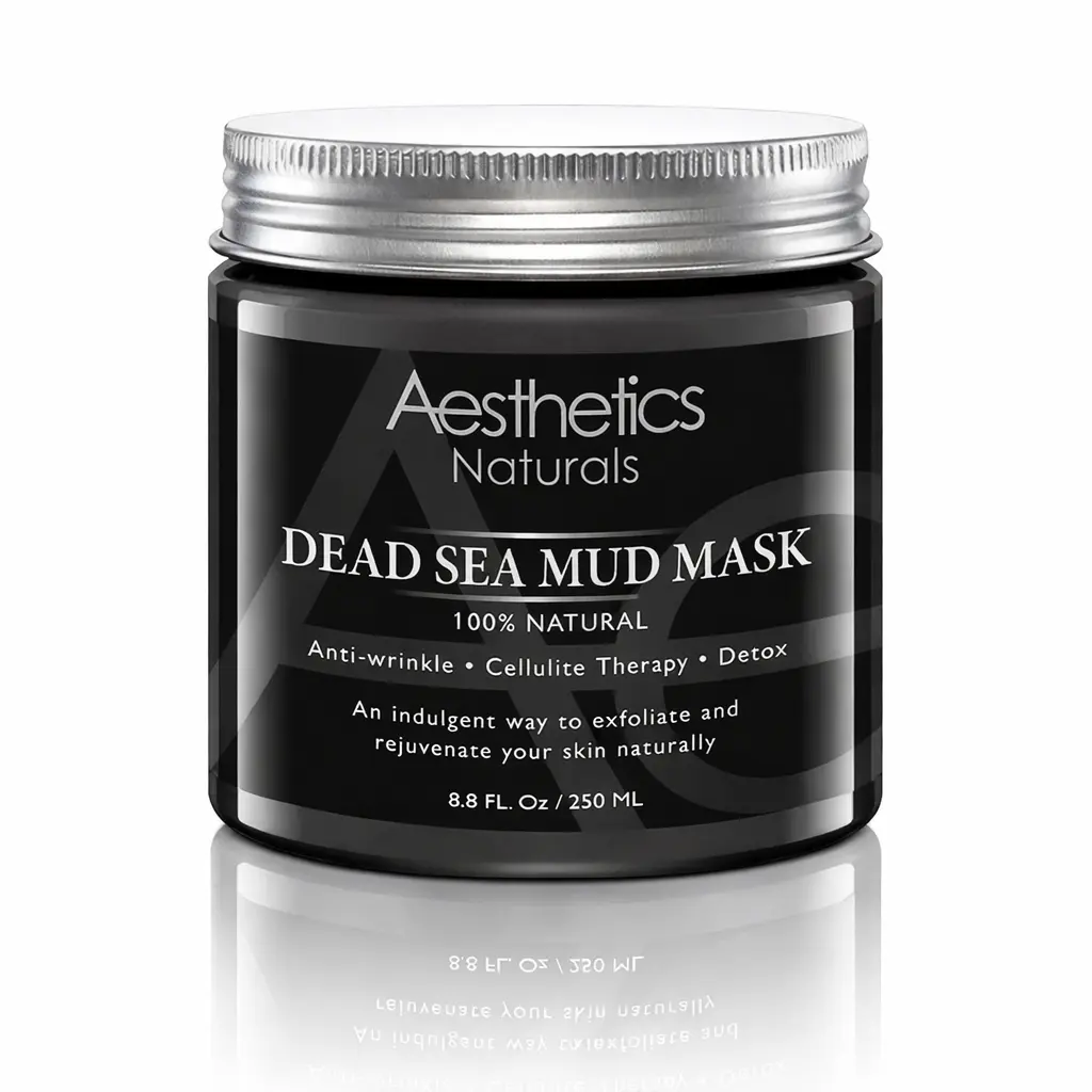 Aesthetics Naturals Dead Sea Mud Mask for Face & Body - Gentle Exfoliating Anti-Acne Treatment for Blackhead Removal, All Skin Types, 250ml, Clay, Cleansing, Oil Control
