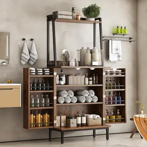 51" Pantry Cabinet, Kitchen Pantry Storage Cabinet with, Storage Shelves, Modern Kitchen Hutch with Microwave Stand, Adjustable Shelves, Food Pantry Cabinet for Dining Room (Brown)