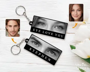 Engraved Your Eyes Photo Keychain,Personalized Human Eyes Keyring,I see You keyring,Photo Keychain Gift,Eye Jewelry Gift,Anniversary Gift