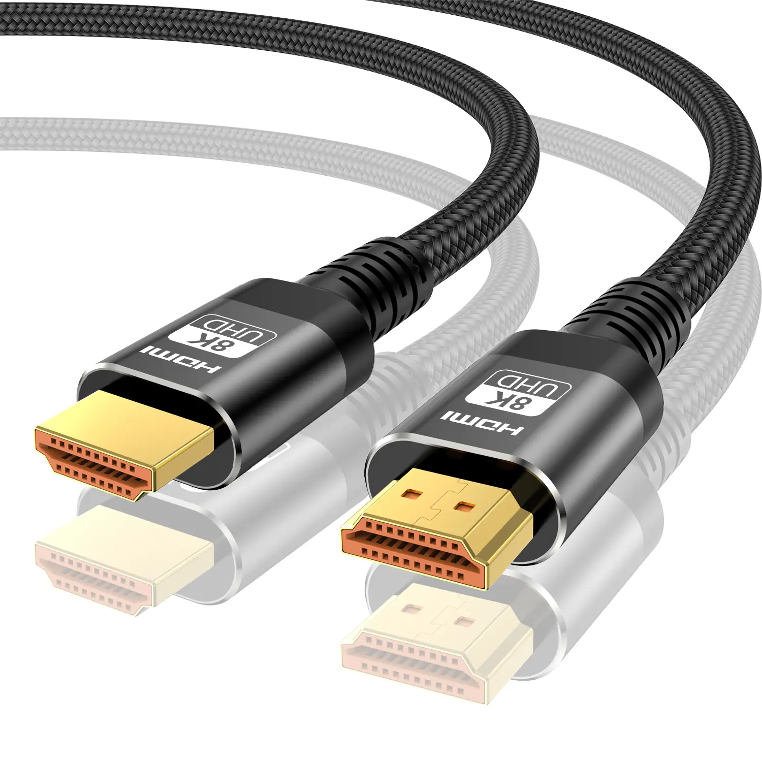 8K HDMI Cable 10FT/2M Slim 48Gbps High Speed HDMI Braided Cord-4K@120Hz 144Hz 8K@60Hz, HDCP 2.2&2.3, Dynamic HDR,eARC,DTS:X,RTX 3090, Compatible with Projector , Laptop , Television , Monitor