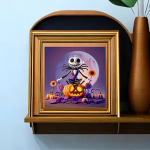 Skeleton Theme Diamond Art Painting Kit without Frame, DIY 5D Diamond Arts Painting Kit for Beginner, Wall Art Decor for Home Living Room Bedroom