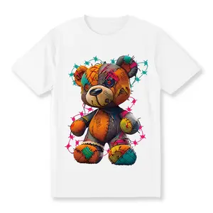 [100% Cotton] Men'S Summer Cartoon Bear Printed Round Neck Short Sleeve Casual T-Shirt T-Shirt For Men And Women