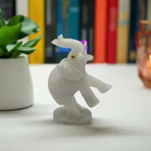 White Calcite Elephant Figurine