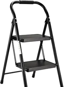 Step Stool for Adults,2 Step Ladder Folding 330lbs Anti Slip Step Stool,Foldable Ergonomic 2 Steel Stool with Wide Pedal for Home, Kitchen, Office