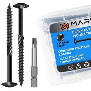 Lag Screws, #14 x 4 Inch  Screws, 50 count Construction Screw, Heavy Duty Self Driiling Structural Screws, Black Anti-Rust Coated Exterior /Lag/Timber Screws, Torx/ Drive Lag