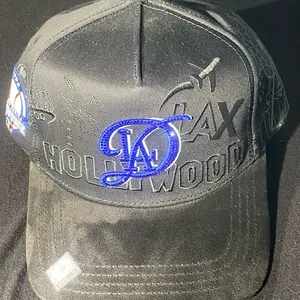 Dodgers La Office Cap with Embroidered LA Logo and Distressed Black Finish