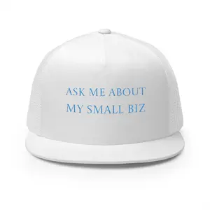 Embroidered | 'Ask Me About My Small Biz' | Mesh | Hat |