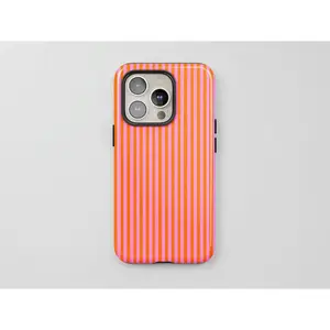 [New Arrivals]Coral Striped Phone Case, Modern Minimalist, Vibrant Aesthetic, Cute Gift Idea, iPhone 16 15 14 Pro Max, Pixel 9 8 7, Samsung S24 S23 S22