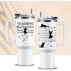 Music Note Tumbler Cup, Music Teacher Gifts, Music Lovers Gift Ideas, Music Teacher Appreciation Gifts for Men Women, 40oz Piano Band Drummer Travel Coffee Mug for Birthday Gift Birthday