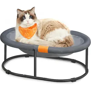 Pet Bed, Cat Hammock, Elevated Cat Bed for Multiple Cats, with Removable and Washable Mesh, Suitable for Pets Under 28 Pounds, Oval Shape, Gray UPCB002G01 cot