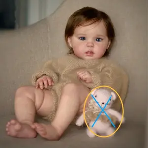 Realistic 50cm 20inch Soft Vinyl Cloth Body Baby Reborn Doll with Painting Skin and Visible Veins Collectible Dolls Toy for 3+ Bebe Princess Newborn Dress Up (Some Parts Random, Including Pacifier, Bottle, Diaper And Clothes Set)