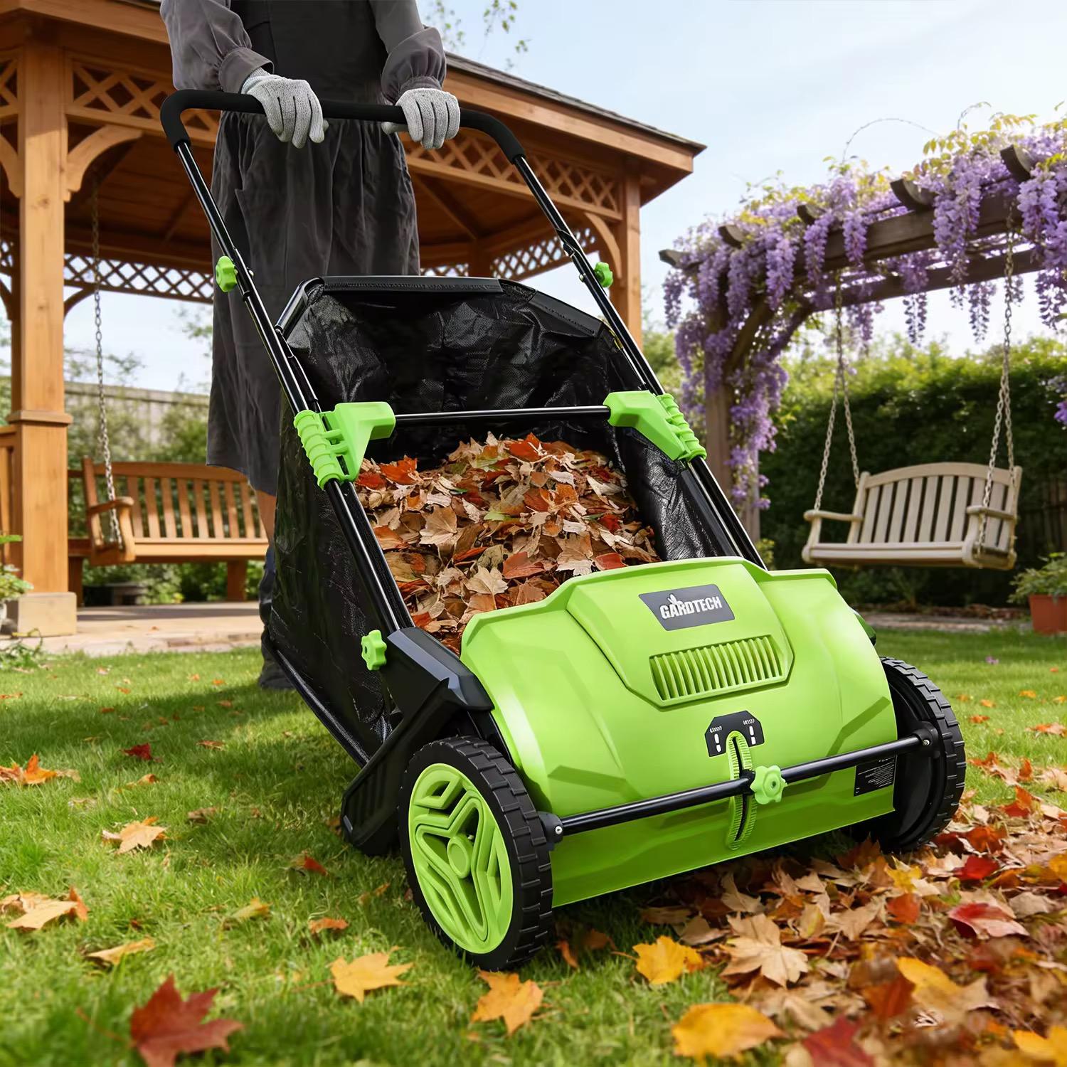 Push Lawn Sweeper 112*66.5*90cm Leaf & Grass Collector with 3.5 cu. ft. Mesh Collection Hopper Bag, 2 Spinning Brushes & Strong Rubber Wheels VEVOR Super Brand Day
