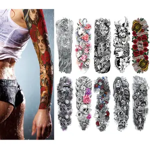 10 Sheets Fake Temporary Tattoo Sticker Large Full Arm Cool Body Art Waterproof for Men Women Adults