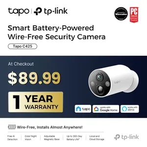 TP-Link & Tapo C425 - Editors’ Choice 2K QHD Wireless Outdoor Security Camera with Magnetic Mount, Long-Lasting Battery, AI Detection, 150° FOV, Color Night Vision, IP66 Weatherproof  #SummerWins #DealsForYouDays