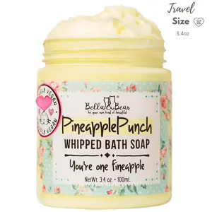 Bella & Bear Pineapple Punch Whipped Bath Soap, Moisturizing Wash 3.4oz