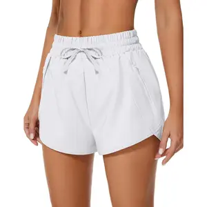 Women's Running Shorts High Waisted Quick Dry Athletic Shorts Sports Workout Gym Track Drawstring Shorts with Pockets workout clothes sporty short woman gym yoga workout midsize running solid color summer short lycra  shorts