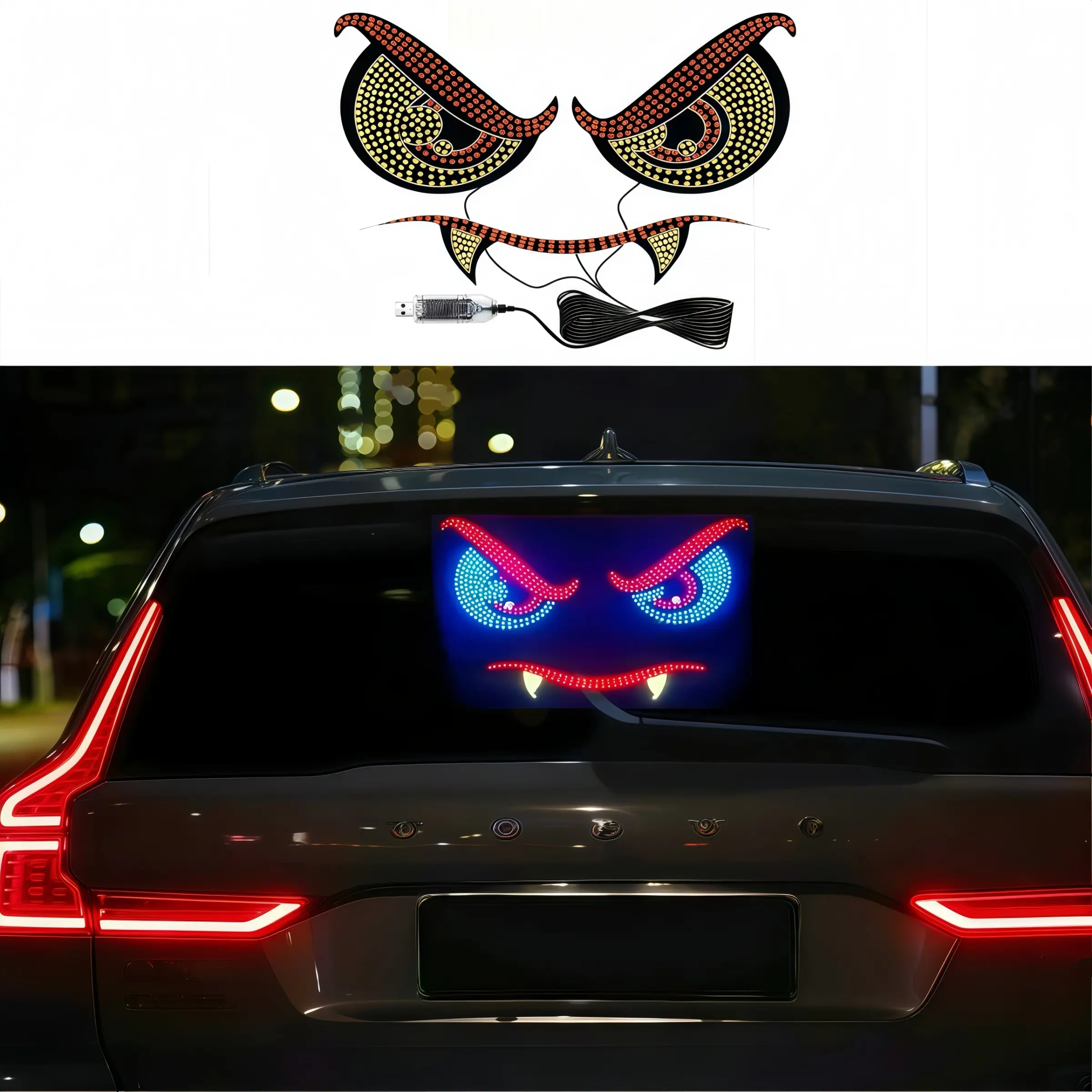 LED Demon Eye Car Decor Light, Dynamic Windshield Decoration Lamp, Night Attracting Small Device, Led Lights, Car Accessories, Automotive Decorative Accessories, Vehicle Decoration
