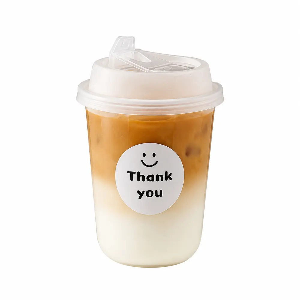 [20 Sets - 15oz] Clear Plastic Cups with Lids, Disposable Iced Coffee Cups for Smoothie, Milkshake, Cold Drink