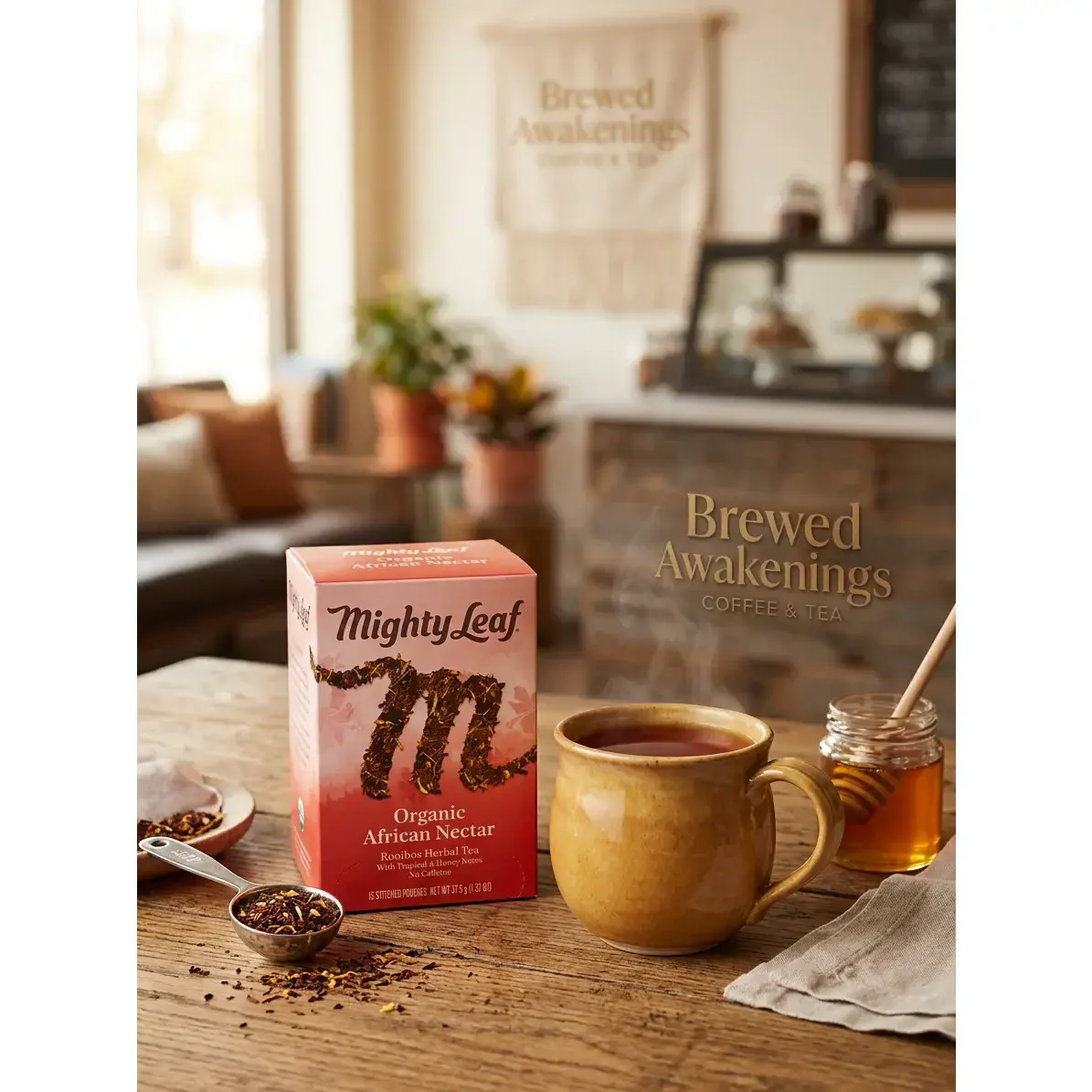Organic African Nectar Caffeine-Free Rooibos Herbal Tea Honey Fruit Beverage - 15 Pouches, Coffee & Tea Machine Accessory