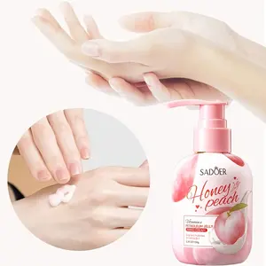 Sadoer Fruity Hand Cream - Silky Peach Cream, Peach & Honey Moisturizing Formula, Anti-Drying Pressed Hand Cream with Glycerin & Vitamin E, Hypoallergenic for All Light Beige Types, Ideal Holiday Gift & Souvenir, Natural Ingredients