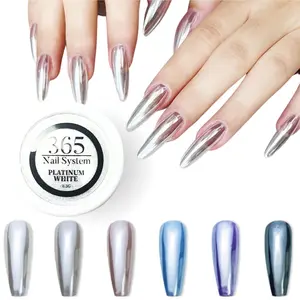 365 Nail System : Platinum White Chrome - Aurora Chrome Nail Powder - White Pearl Chrome Nail Powder