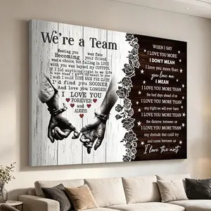 We're A Team Couple Canvas Wall Art, Personalized Name Print Poster, Romantic Love Quote Decor for Bedroom Living Room, Anniversary Birthday Gift for Him Her Husband Wife