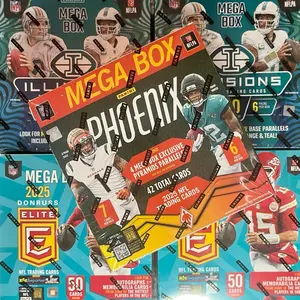 Break#5 Football Card Break Bundle -2x Elite, 2xIllusions, and 1 Phoenix Trading Cards, 5 Panini Mega Boxes, Sports Cards Packs, Trade Card Box