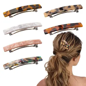 6-Pack Women's Shell Hair Clips Hair Accessories Thick Thin Long Short Hair Clips (Dark Tortoiseshell + Tortoiseshell + Light Tortoiseshell + Pattern + White + Toffee)