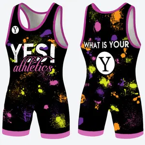 Paint Splatter Women's Wrestling Singlet – Period Protection Available