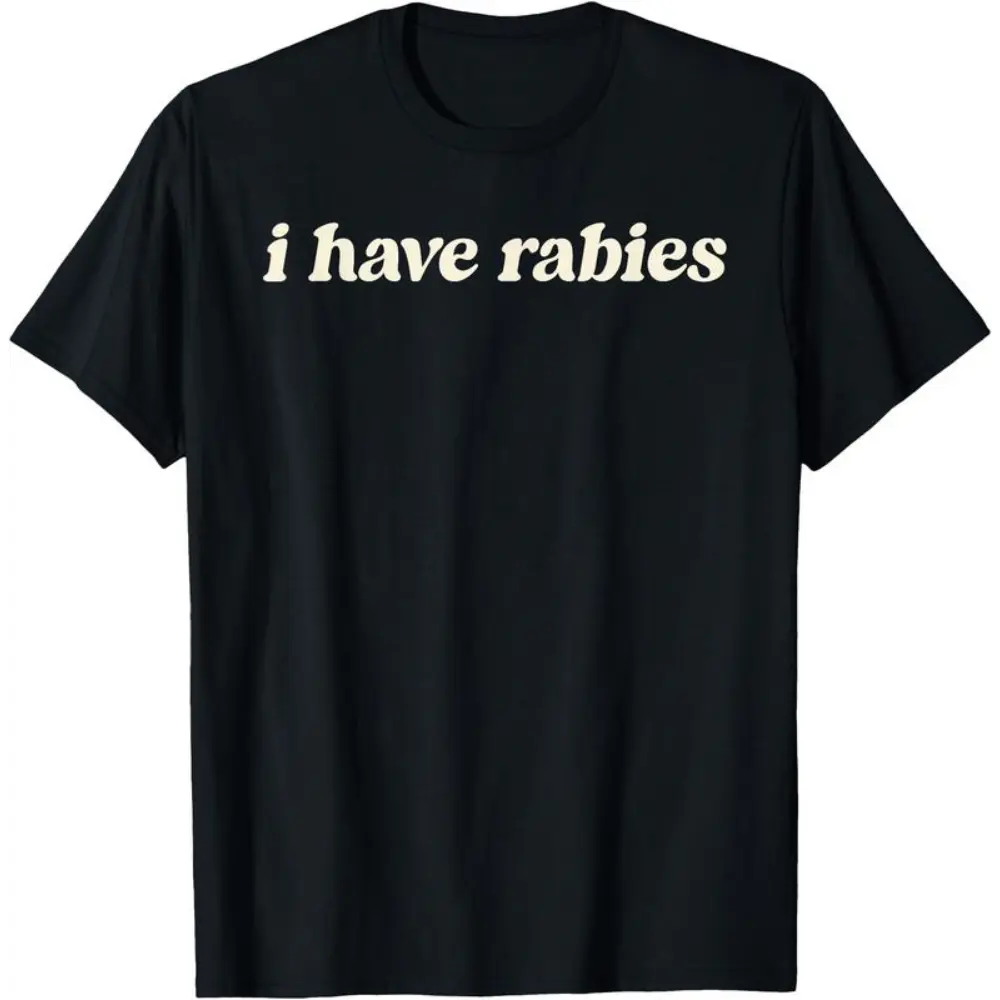 Streetwear Graphic T-Shirt with 'I Have Rabies' Meme, Oversized Unisex 100% Cotton Loose Fit Short Sleeve Round Neck Top, Tshirt, Garment, Shortsleeve, Casual, Classic, Menswear, Unisex Wear, Oversized Cut, Memetic Text, Casual Fit, All Seasons, Short Sle