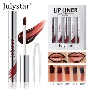 Permanent Lip Liner Pencil, Long-Lasting No Smudge, Transfer Proof Lipliner, 4 Natural Colors, Easy Apply Peel-Off Design, Non-Fading Lip Liner Set