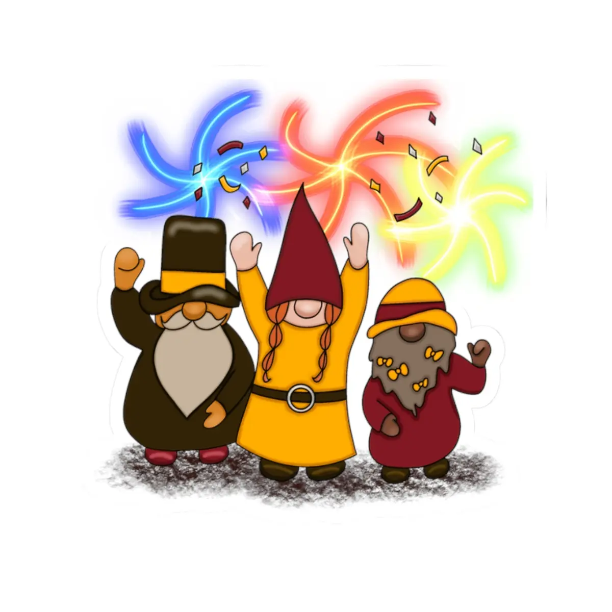 Gnome Trio Celebration Kiss-Cut Stickers | Party Celebration Sticker