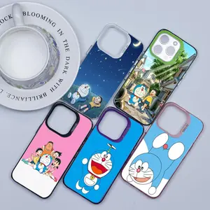 D-Doraemon Phone Case For iPhone 17 16 15 14 13 12 11 Pro Max Plus Phone Case, Multi-Tone Metallic Finish Effect, Flexible TPU Material, Slim Shockproof Protective Cover, Scratch and Fingerprint Resistant