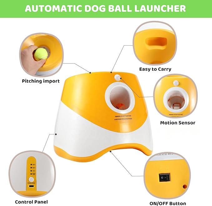 Automatic Dog Ball Launcher with 3 Mini Tennis Balls (2 Inch), 3 Adjustable Distances, Small & Medium Dogs Interactive Toy for Indoor Outdoor Play Durable Chew Automatic Dog Ball Launcher with 3 Mini Tennis Balls (2 Inch), 3 Adjustable Distances, Small & Medium Dogs Interactive Toy for Indoor Outdoor Play Durable Chew