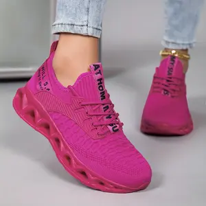 Bright Pink Unisex Breathable Mesh Running Shoes - Lightweight All-Season Sneaker with Soft EVA Sole for Walking, Yoga and Casual Wear