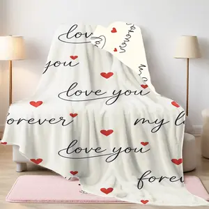 Minimal Love Pattern Valentine’s Day Fleece Blanket Soft Cozy Throw for Couples Romantic Home Decor Ultra Soft Flannel Material Ideal for Holidays Birthdays Christmas