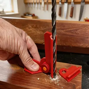 5-angle adjustable drilling guide rail, multi-angle precise positioning, 3 replaceable lengths compatible with short and long drill bits, one-hand operable and portable, woodworking DIY auxiliary tool
