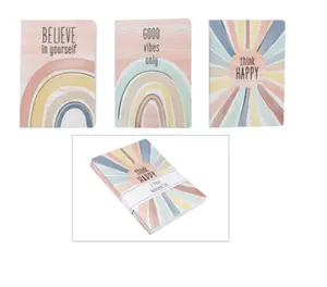 3-Notebook Lined Paper Set (Think Happy, Good Vibes Only, Believe in Yourself)