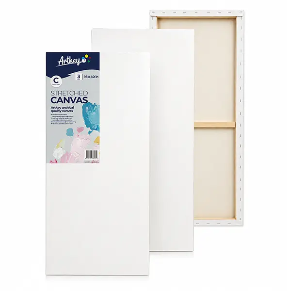 Large Canvas for Painting 16x40 Inch 3-Pack, 12.3 oz Triple Primed 100% Cotton Stretched Canvas, Blank Large Canvases for Oil Paint Acrylics Pouring & Wet Art Media