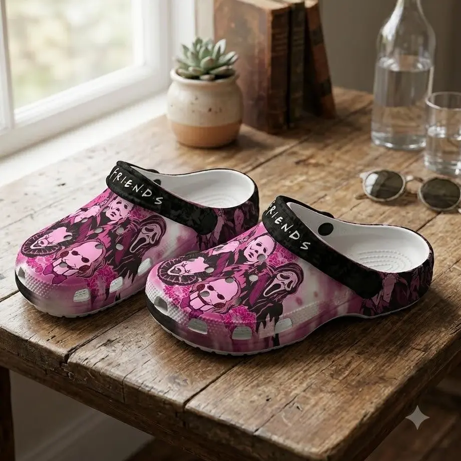 Friends Brand Pink Skull Design Clogs for Women Comfortable & Stylish Footwear