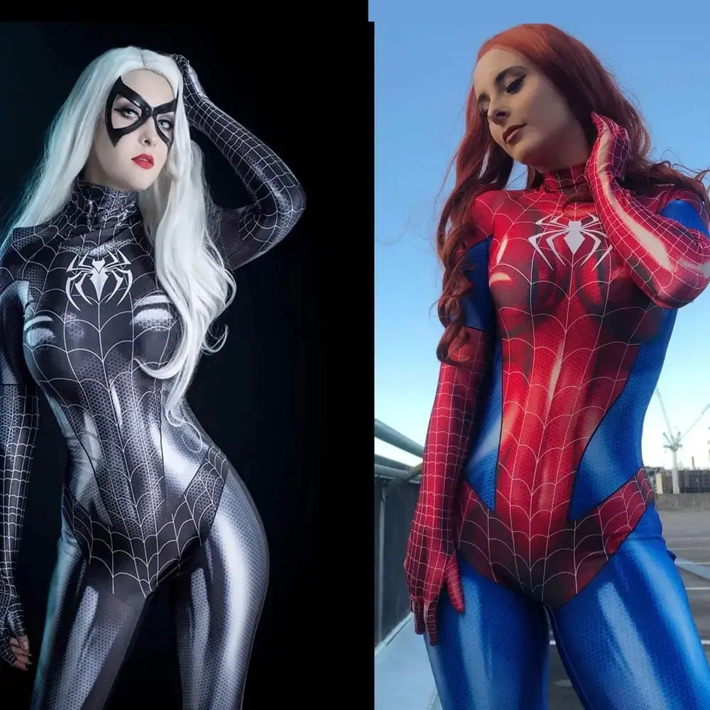 New Adult "Black Cat" Symbiote Mary Jane Cosplay Costume – Halloween Zentai Bodysuit, Female Superhero Party Jumpsuit Novelty and Prank Toys
