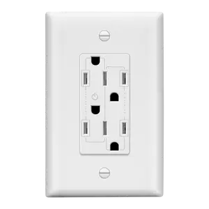 LIDER Reversible Flexiports Receptacle 15A Decorator Outlet, Child Safe Tamper-Resistant Wall Outlet, Plug Load Control/Always-On Electrical Outlet, On/Off Control, Wall Plate Included