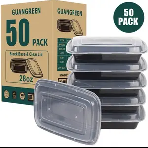 Food container 50 pieces per box 26 oz （Square black）