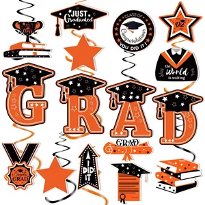 16 Set 2026 Graduation Hanging Swirls, Graduation Streamers Party Decorations, Graduation Orange Hanging Decorations, 2026 Graduation Party Decorations, Class of 2026 Graduation Party Supplier