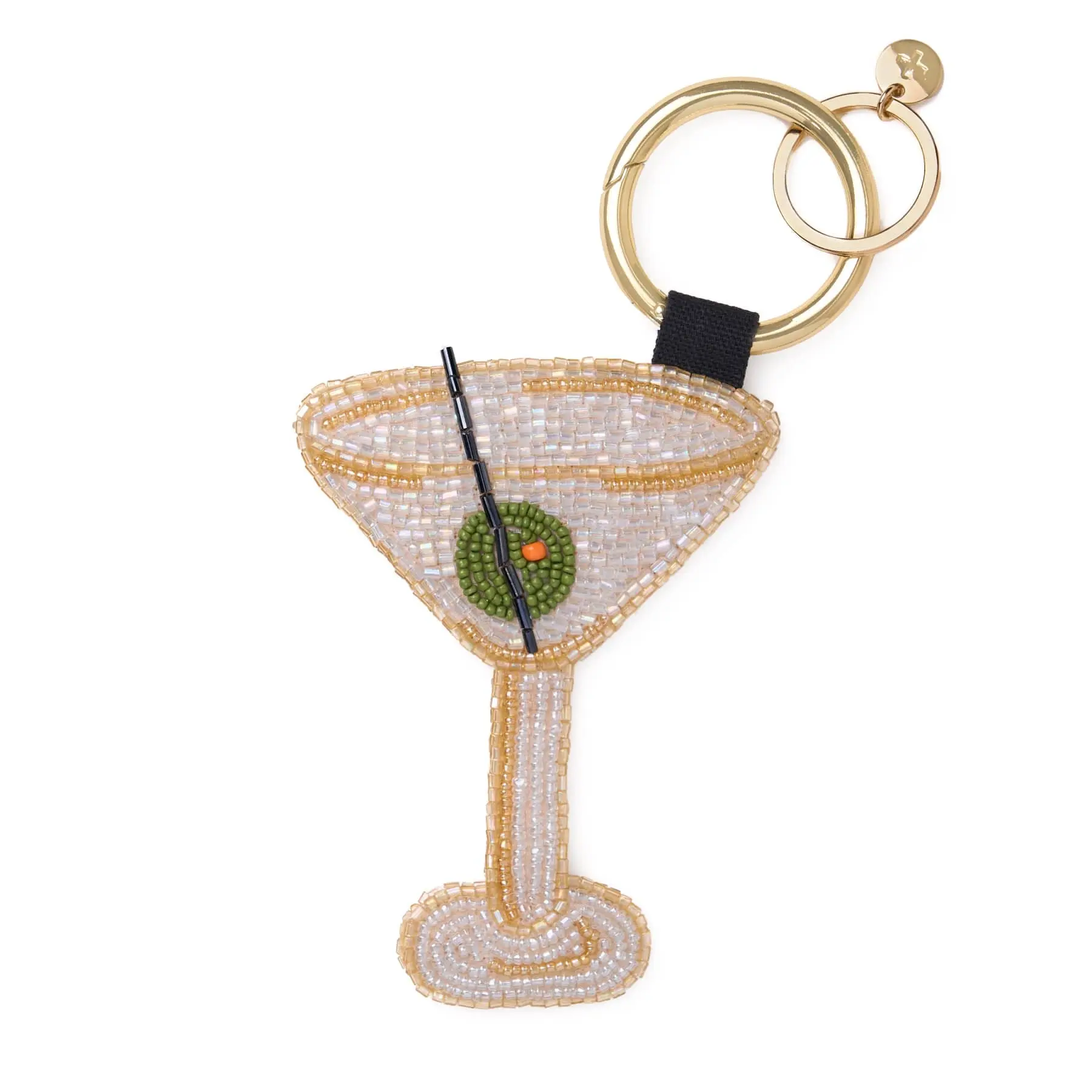 Riley Martini Glass Beaded Bag Charm White