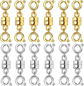OHINGLT Double Magnetic Necklace Clasps and Closures,Gold and Silver Plated Jewelry Clasps Converters for Bracelet Necklaces Chain