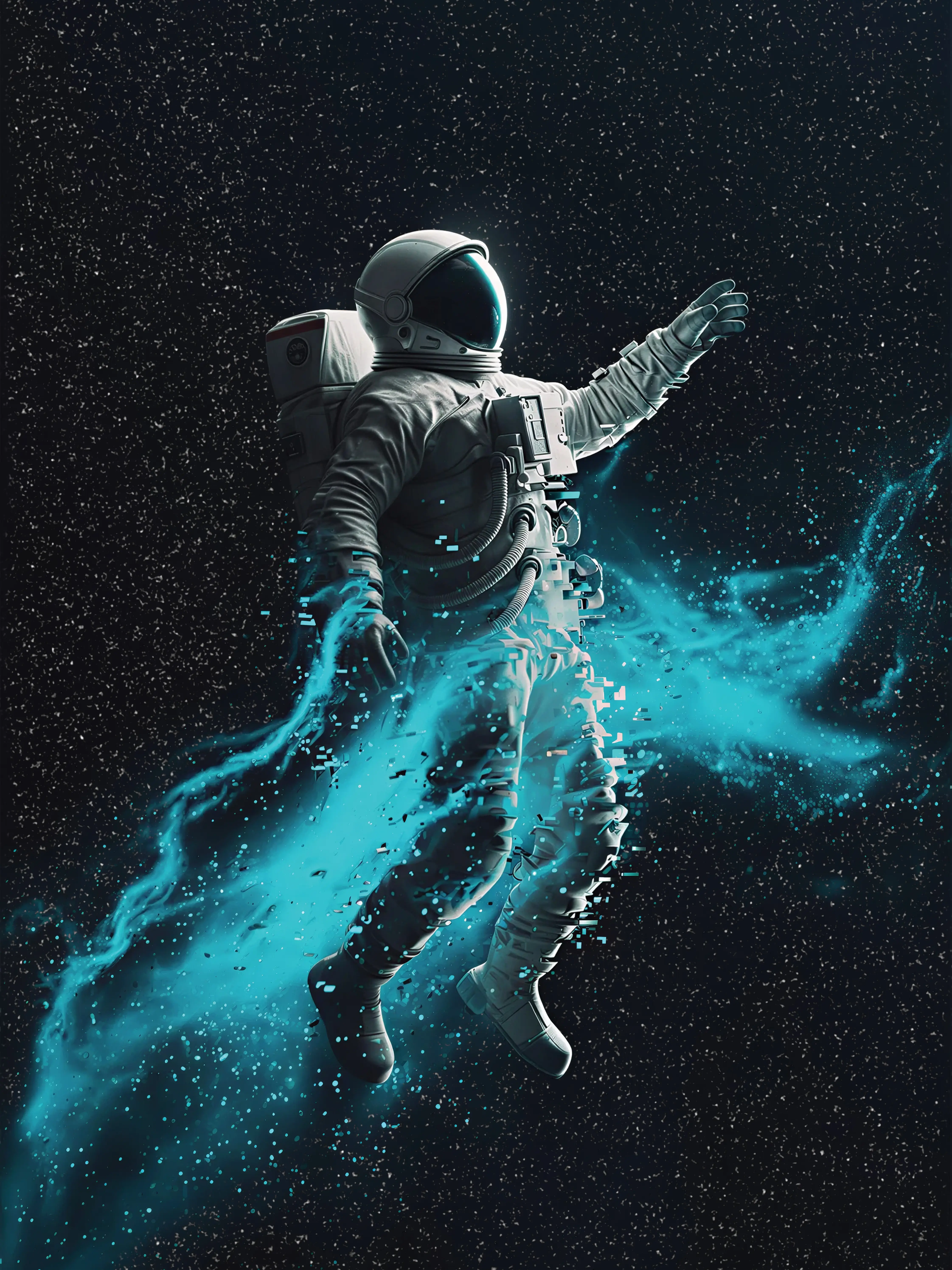 Static — Glitch Astronaut Art Poster | Cyberpunk Cosmic Space Wall Art, UV-Printed in the USA